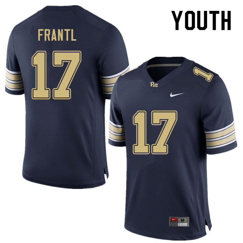 Youth #17 Jake Frantl Pitt Panthers College Football Jerseys Sale-Navy